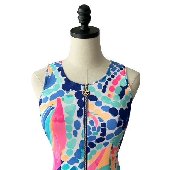 Lilly Pulitzer Sally Knit Fit & Flare Scuba Dress in Multi Ocean Jewels | XS - Picture 5 of 9